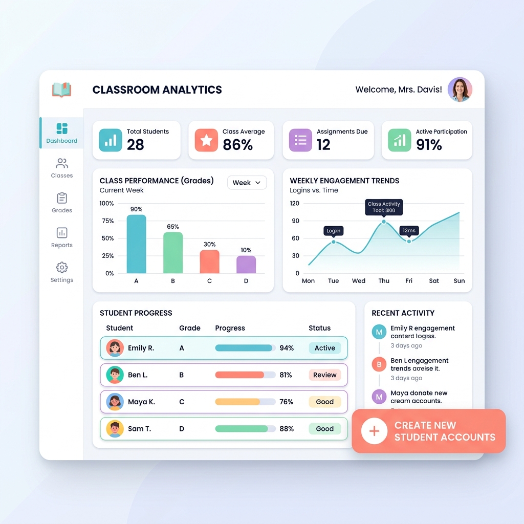 Teacher Portal Dashboard Mockup